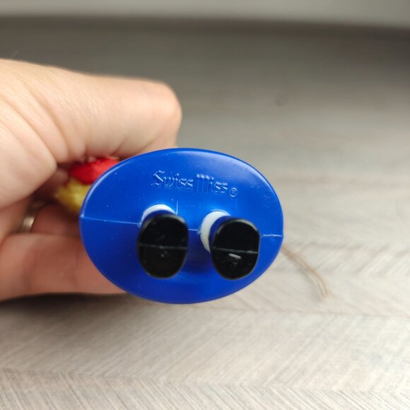 Vintage Swiss Miss Girl Ornament 3 Inches With Blonde Braids & Red Bows - Picture 5 of 6